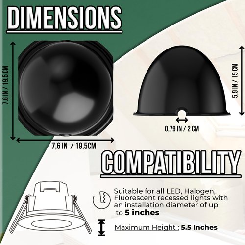 janaa | Pack of 20 | Recessed Light Cover | Fits Up to 5 Inch Diameter and 5.5 Inch Height | Fire-Resistant & Energy-Saving | for LED & Halogen Downlight | for Glasswool & Rockwool Insulation