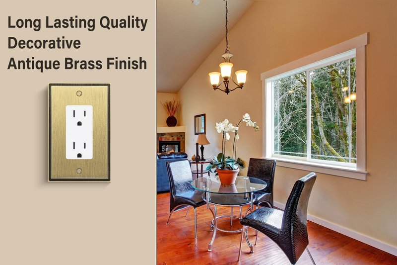 Henne Bery Soft Modern Decorative Wall Plate Switch Plate Outlet Cover (Single Decorator 2PK, Antique Brass)