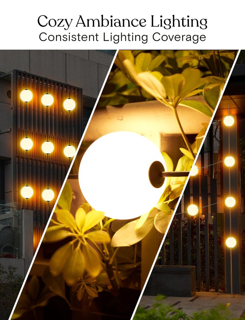 Brightech Orb Outdoor Indoor String Lights - Frosted Lantern LED String with 10 Weatherproof Globe Lights - Plug in Commercial Grade Light Strand for Patio, Porch, Garden, Café - 30 Ft, Black