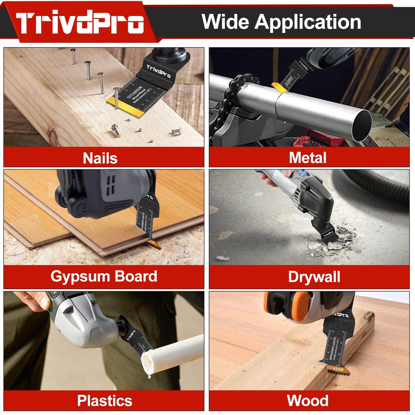 Multitool Blades Multi-Tool Blades Kits - TrivdPro 100pcs Oscillating Tool Blade Oscillating Saw Blades for Metal Wood Plastic, Oscillator Blades for Multi Tool Fits Dewalt Milwaukee Ryobi Fein Bosch