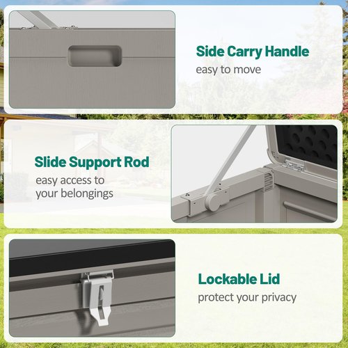 Sesslife 130 Gallon Outdoor Storage Box Lockable Deck Box with Handles Waterproof Dustproof Storage Box Easy to Assembly for Gardens Patio Yards (Gray)
