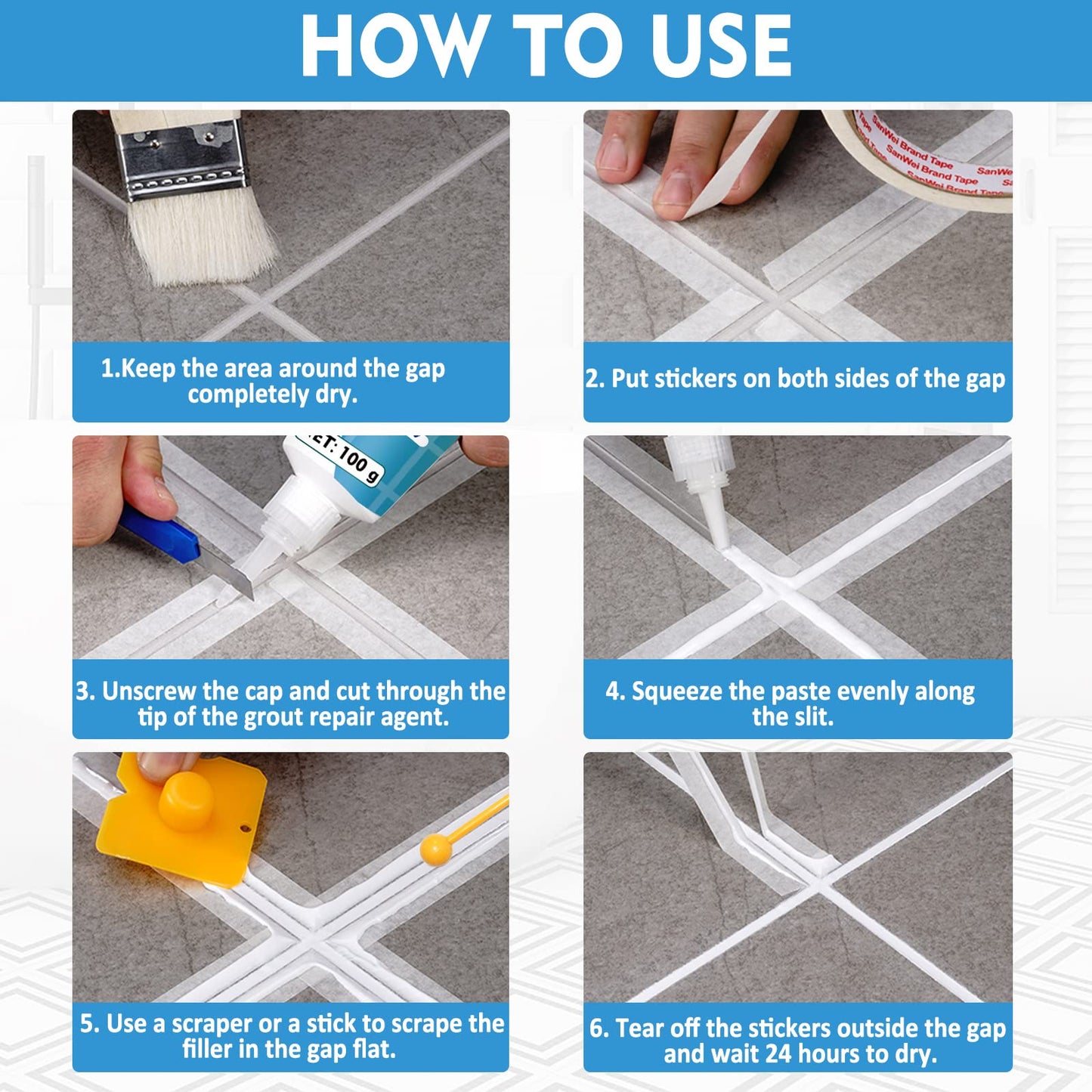 2 Pack Grout Paint Pen Kit - Fast Drying Grout Filler and Sealer for Bathroom, Kitchen Tile Joints and Gaps (White)