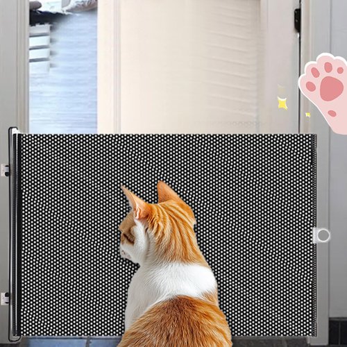 Retractable Pet Gate Screen Door-Stair Gates for Dog&Cat Portable Dog Gates with Reinforced Strip Dogs Porch Gates Design to Prevent Crawling for Stairs Kitchen Porch (22.83" Tall x 49.21" Wide)