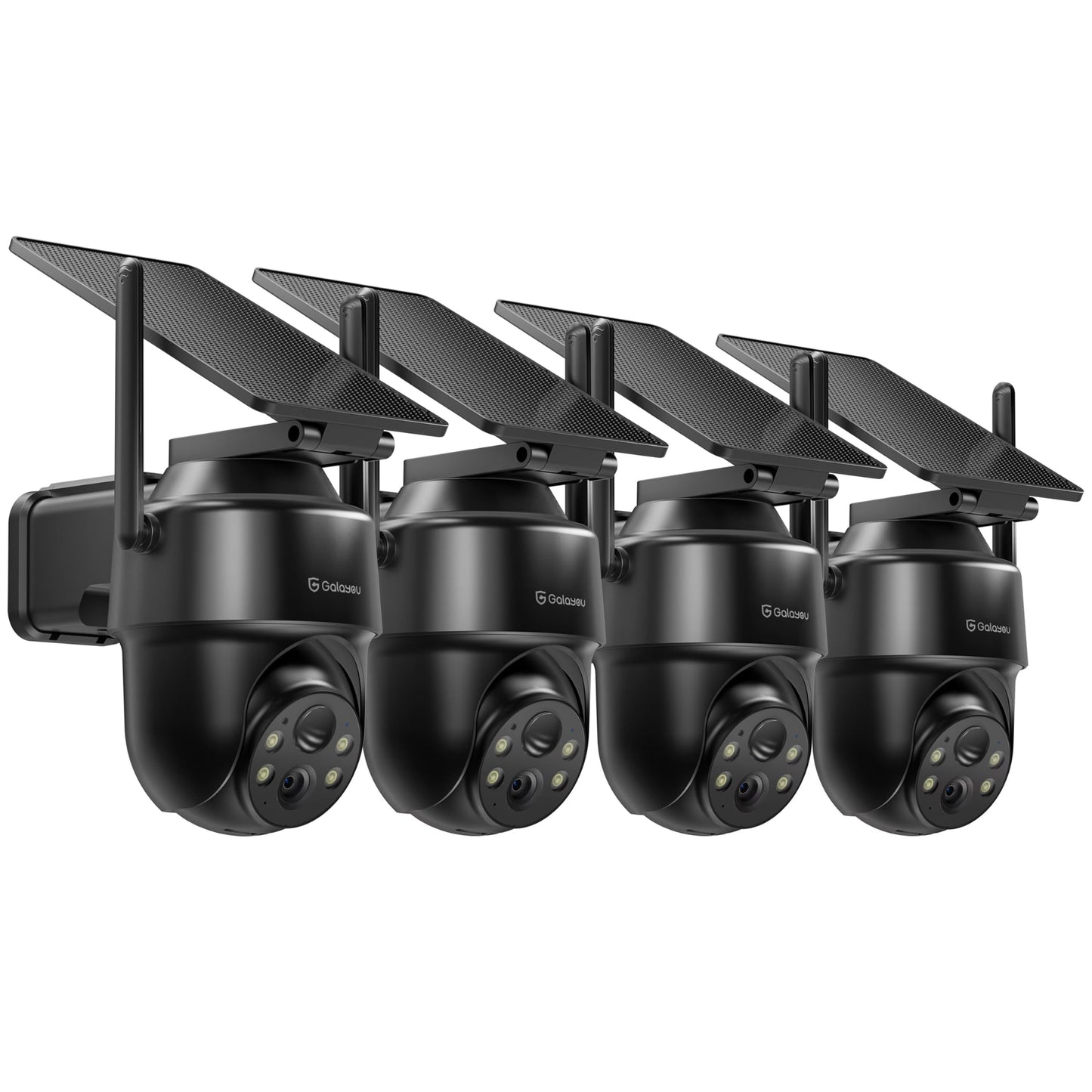 GALAYOU 2K Security Cameras Wireless Outdoor-360° PTZ Cameras for Home Security with Solar Panel/Battery Powered, Night Vision, Two-Way Audio, PIR Sensor, Works with Alexa, R1 4P Black (2.4Ghz Only)
