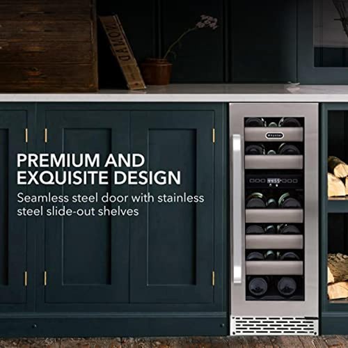 Whynter BWR-171DS 17 Bottle Stainless Steel Dual Zone Built Wine Refrigerators-Elite Series with Seamless Doors