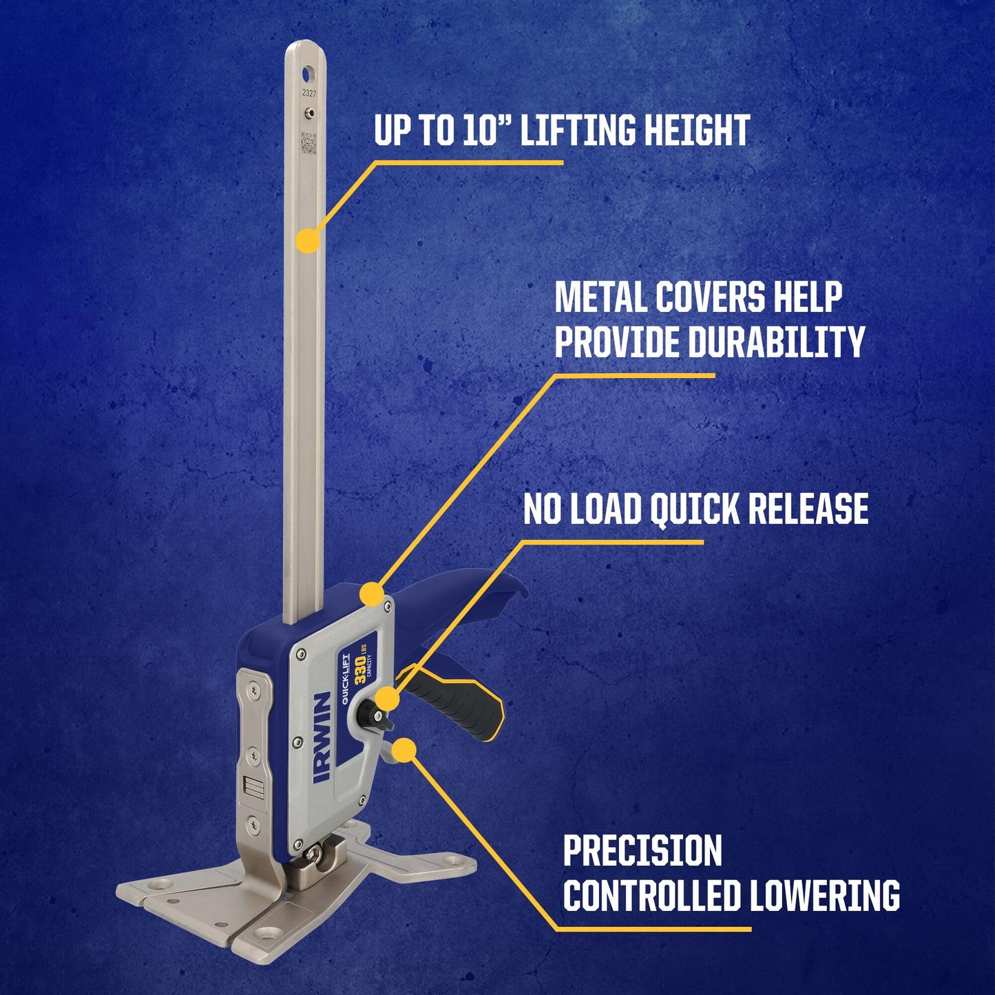 IRWIN Quick-Lift Construction Jack, Hand Lifting Jack Tool, Multifunctional, Lift up to 10" and Lift Capacity 330 lbs (IRHT83100)