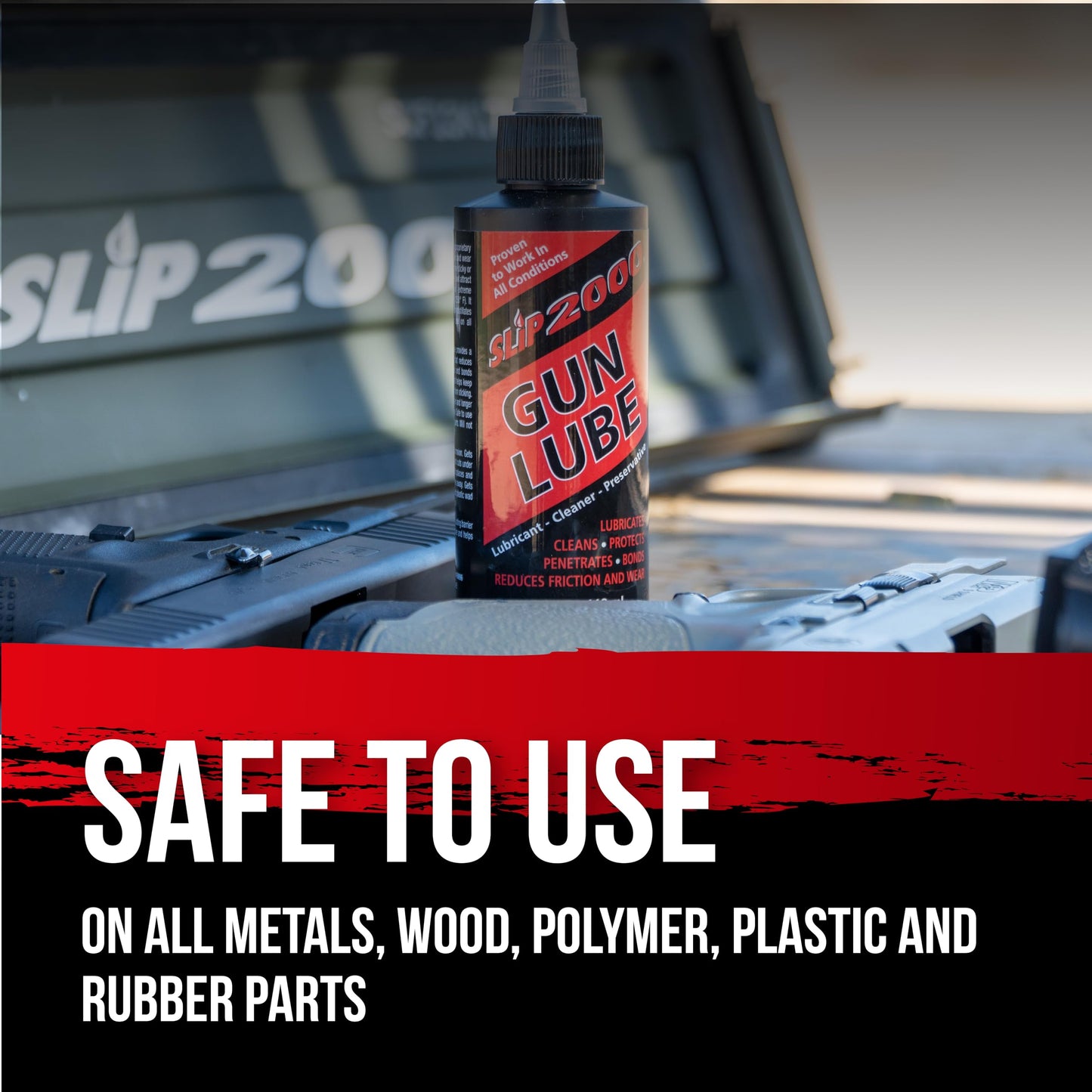 Slip 2000 Gun Lube Buddy Pack, Squeeze Bottle with Needle Tip Applicator for All Firearms, 100% Pure Synthetic CLP, Gun Lubricants for Peak Performance, (4 oz and 1 oz)