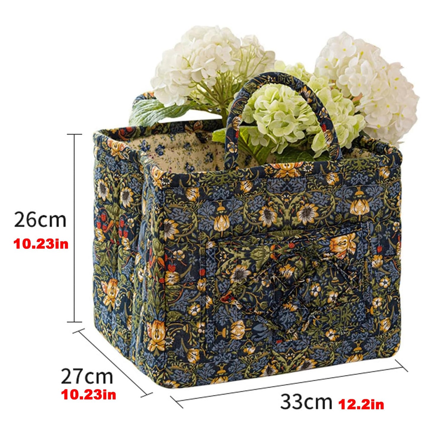 Boho Fabric Storage Basket - Bohemian Style Tote Bag, Boho Floral Laundry Baskets, Large Capacity Fabric Storage Basket for Clothes and Sundries (A)