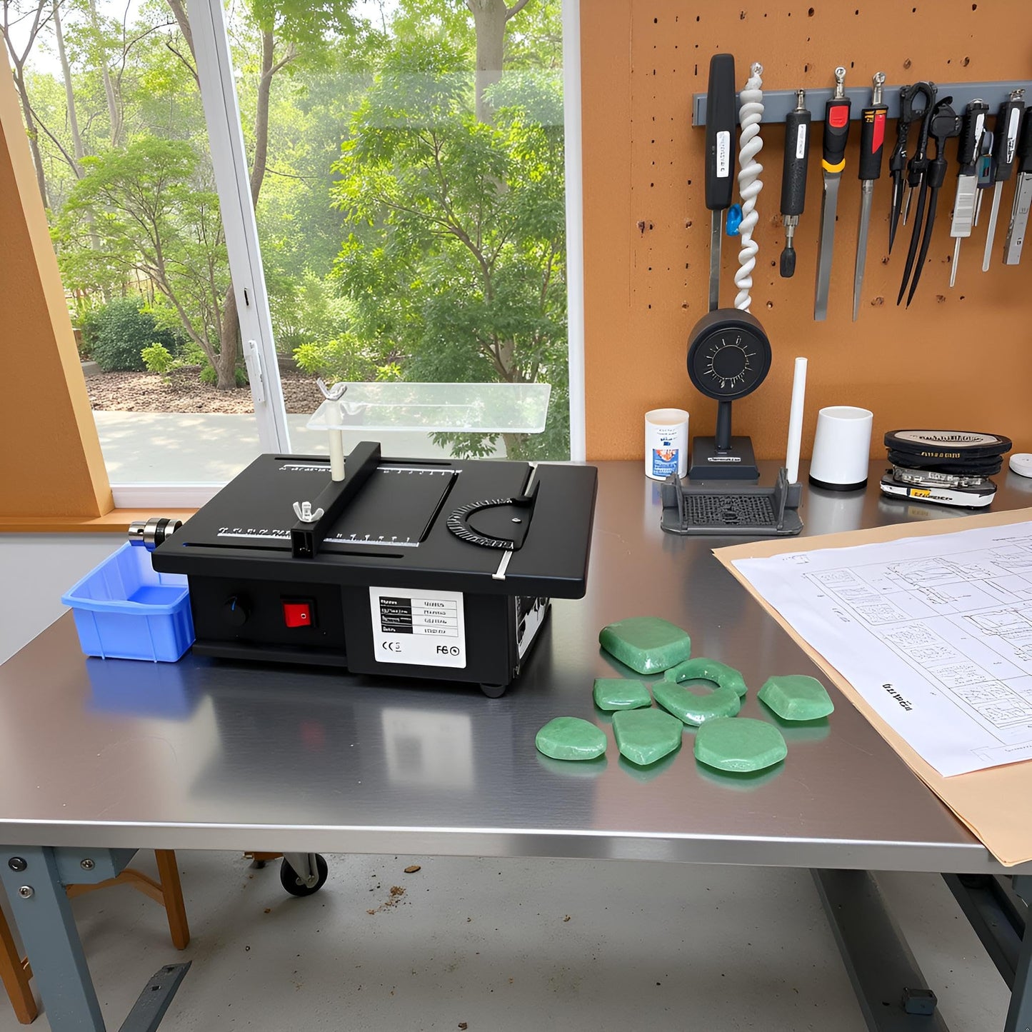 Gem Faceting Cutting Carving Polishing Machine, 1850W Portable Table Saw Jewelry Rock Polishing Grinding Tool 0-10000RPM Grinder