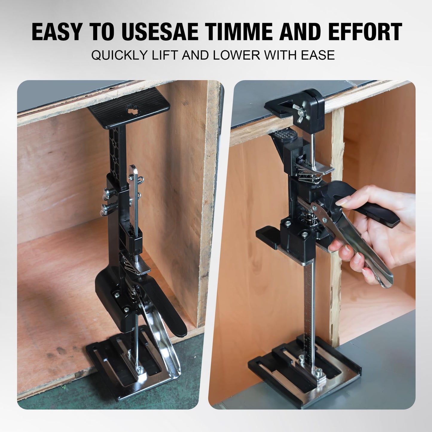 YELLOW JACKET Cabinet Jacks 2 Pack for Installing Cabinets, Labor Saving Arm Jack with 360 LBS,0 to 23.4 inches, 3rd Hand Support System, Drywall Lift, Hand Lifting Jack Tool