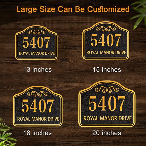 Personalized Address Sign LAWN MOUNTED - Custom House Number Sign Plaque,Address Plaque,House Address Numbers for Outside House Lawn,Yard,Ground,Garden,Bell Style with 2 Stakes