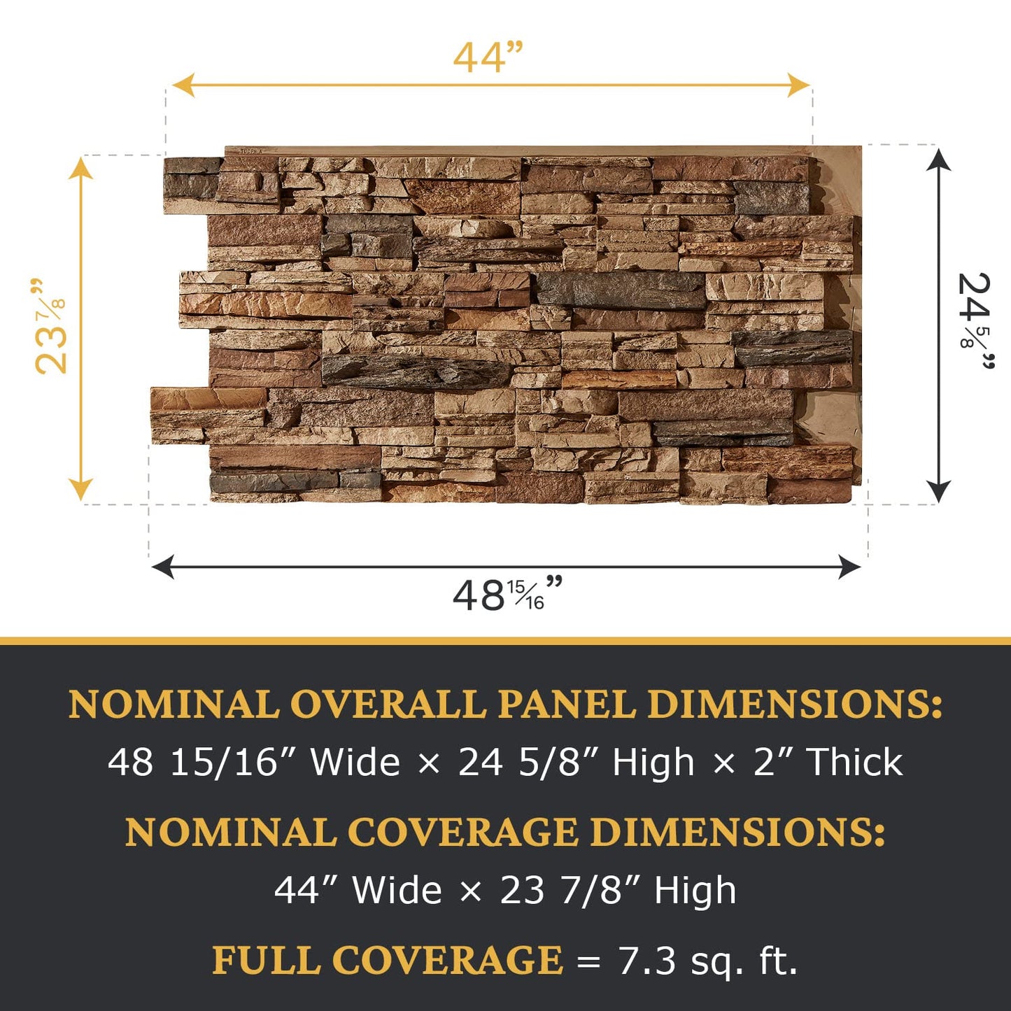 AZ Faux AZ Faux High-Density Polyurethane Faux Stone Wall Covering Panels for Interior and Exterior Decor | Stacked Stone Siding Panel | Sedona | 8" L x 8" H | Sample Size | Cognac Brown