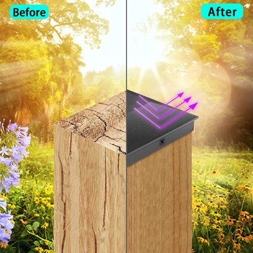 Eapele 4X4(3.5in x 3.5in) Wood Fence Post Caps, PP Plastic Water-Proof UV-Proof, Keep Post from Cracking and Rotting (24pcs, Black