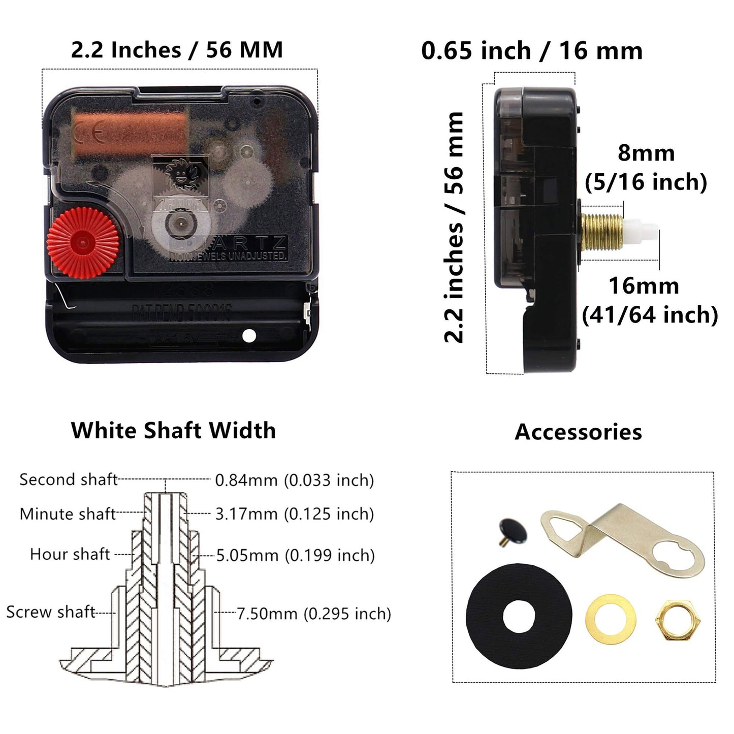 TIKROUND Youngtown 12888 Quartz DIY Wall Clock Movement Mechanism DIY Repair Parts Replacement Fit Dials up to 40 cm(15.7 Inches ) in Diameter.