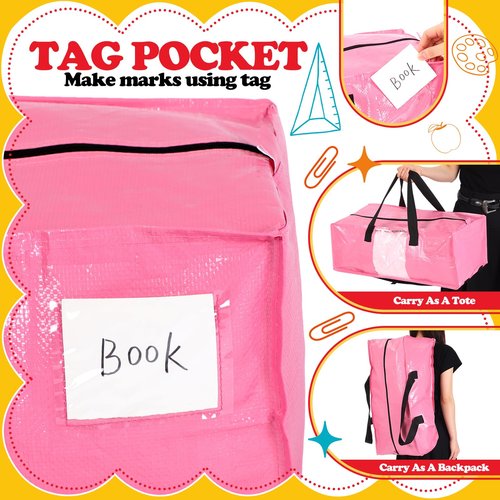 Bulyoou 6 Pack Extra Large Heavy Duty Dorm Moving Bags with Clear Window, Strong Carrying Handles, Backpack Straps and Zippers for Saving Space Storage Totes Clothes Storage Bag Moving Supplies