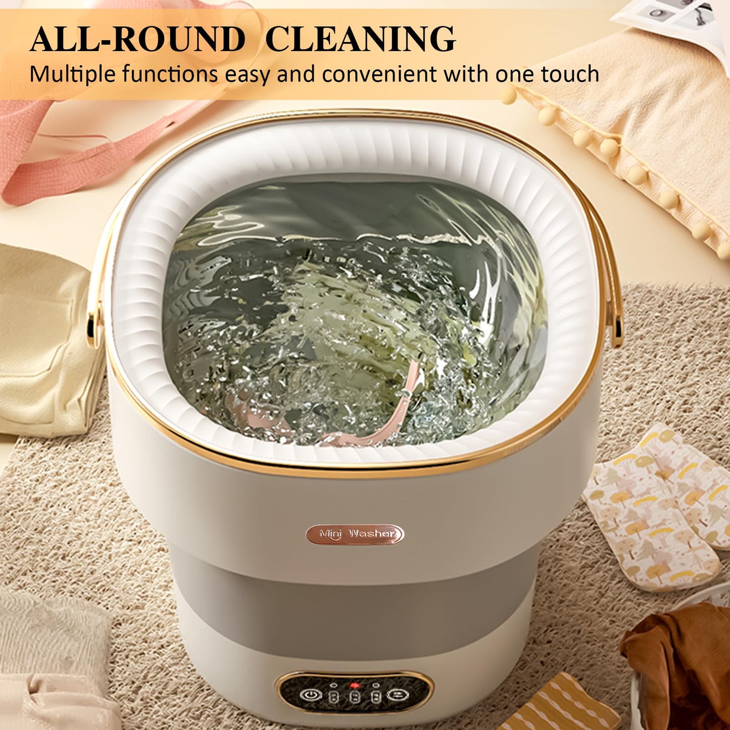 Portable Washing Machine,Mini Washer 16L Upgraded With Spin Basket,Small Clothes Folding Washing Machine Of Underwear, Baby And Small Clothes,Suitable For Home Apartments Dormitories, Hotels ash white