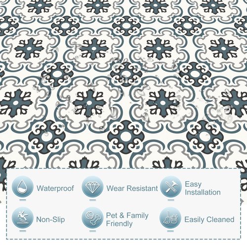 MORCART Peel and Stick Floor Tile - 20 PCS, 7.87" x 7.87" Vinyl Flooring - Waterproof Self-Adhesive Tile Sticker for Wall Backsplashes, Bathroom, Kitchen - Green & Grey Look