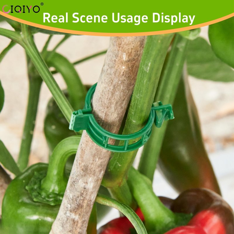 CIQIYO® 100 Pcs Plant Support Clips,Plastic Clips for Securing Plants,Tomato Vine Clips,Plant Fixing Clips,Garden Clips for Climbing Plants,Grape and Vine Vegetables (100, Green)