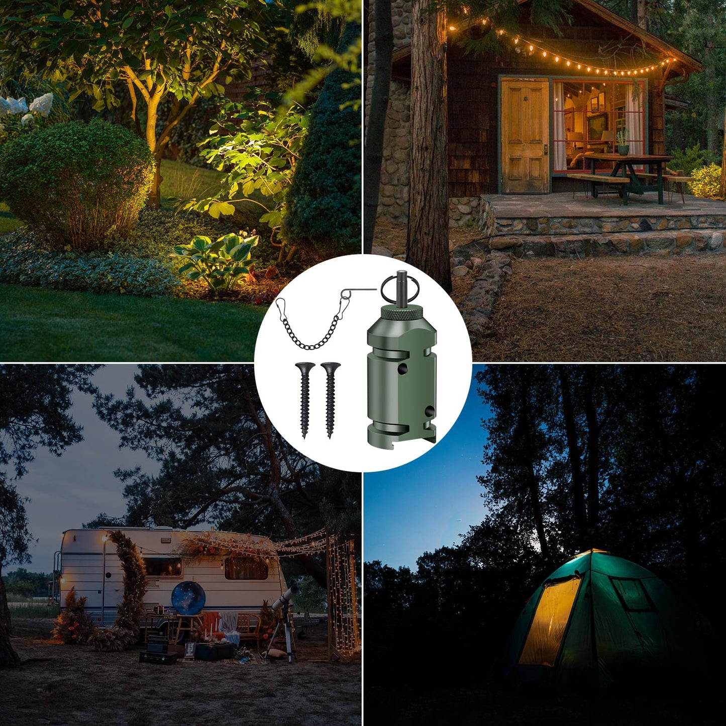 Perimeter Trip Alarm,12 Gauge Camping Trip Wire Alarm Device with 4pcs Screws,Early Warning Security System for Outdoor and Property Safety/Bear Deterrent -Dark Green (Adapter Not Included
