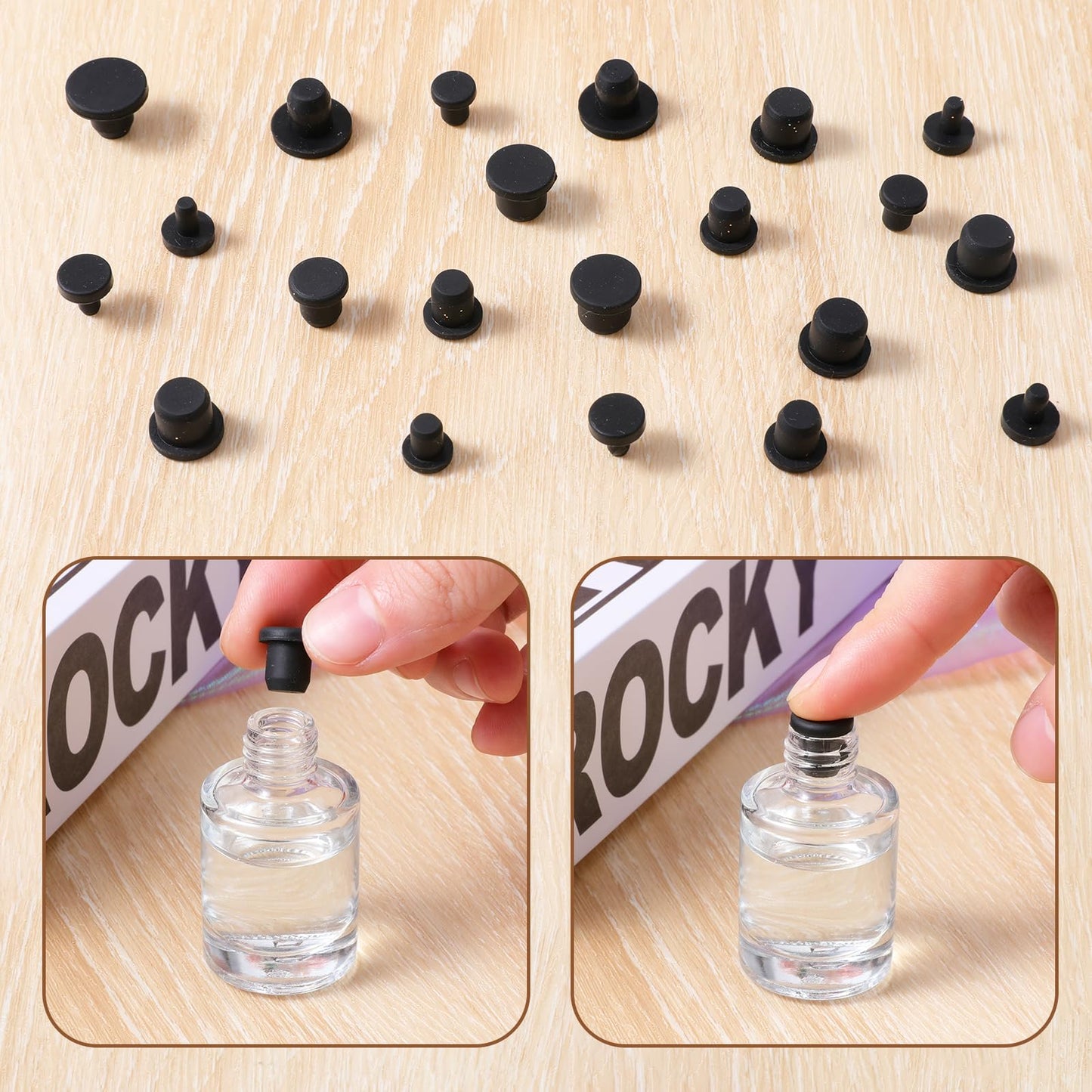 50 PCS 5 Sizes Rubber Hole Plug Silicone Plugs Waterproof Hole Plug Black Round Rubber Waterproof Button-Hole for Metal Tube, Furniture End Caps Inserts, Black