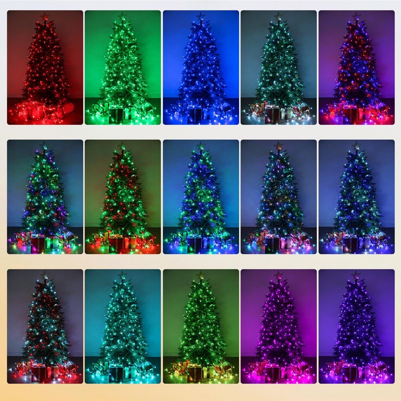 Joomer Red Blue White String Lights Outdoor, 100FT 300LED RGB Lights with Remote Timer Memory, Waterproof Indoor Outdoor 4th of July Independence Day Memorial Day Patriotic Yard Garden Decor