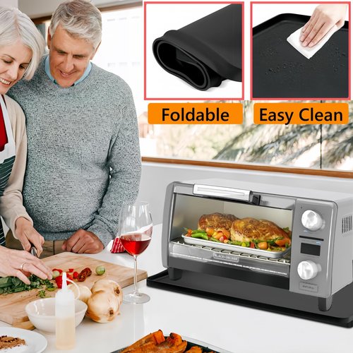Frezonika 23.6X15.7" Large Silicone Air Fryer Mat Compatible With Large Capacity Ninja Airfryer, Black Decker Toaster Oven, Heat Resistant Countertops Bottom Protector Mat Air Fryer Oven Accessories