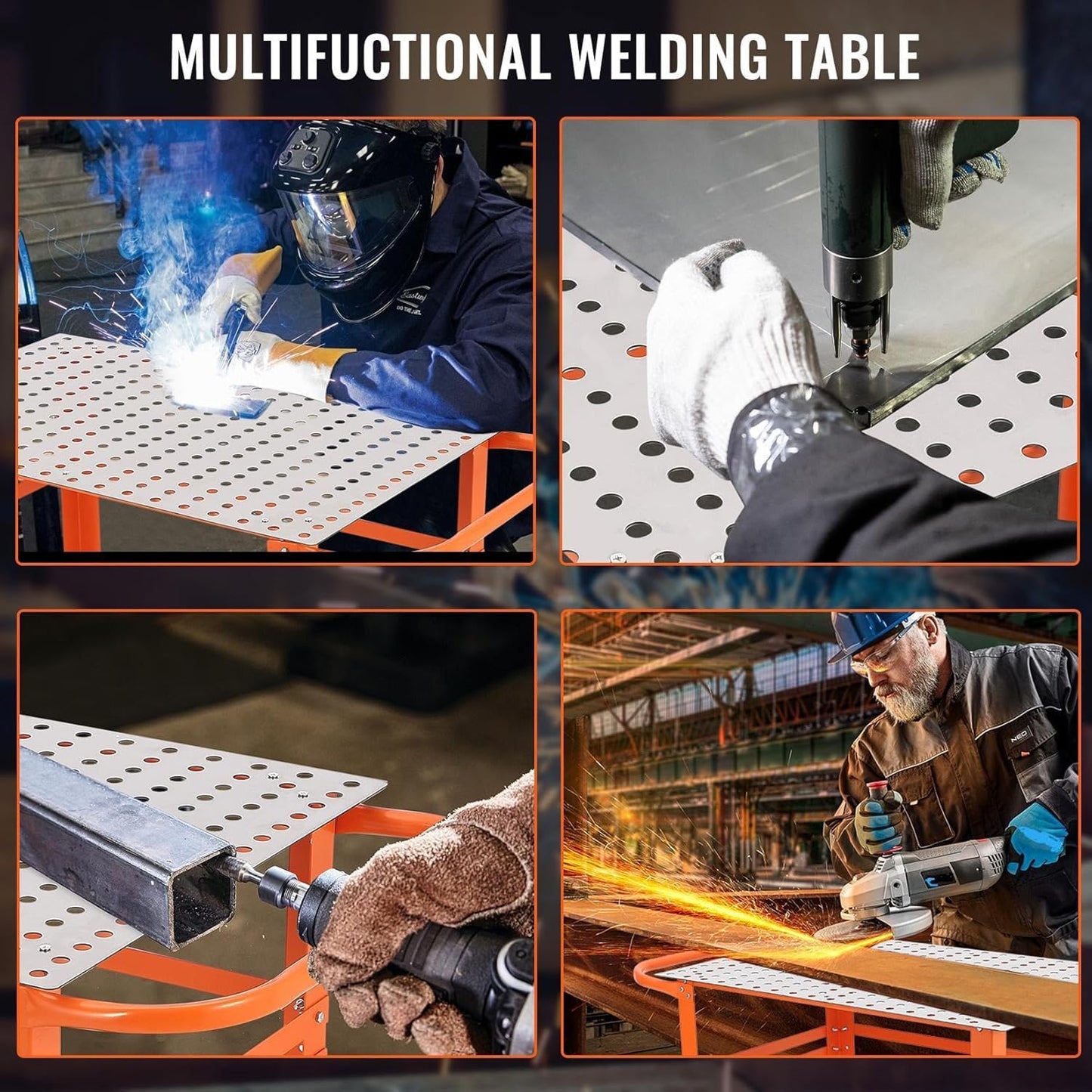 TrailBlaze 36'' x 24'' Welding Table with Wheels, 600 LBS Portable Welding Fixture Table with Handle & Storage Board, 5/8-inch Fixture Holes Tool Slots, Movable Steel Welding Workbench Table for Shop