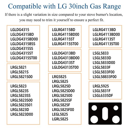 bezoku Stove Cover For 30 Inch LG Gas Range Model LRGL5825 LRGL5925 LSGL6335DF LGLDG4315 LRG4115 LRG4113 LDG4313, Upgraded 0.5MM Thickness Reusable Stove Burner Covers For LG Stove Protector