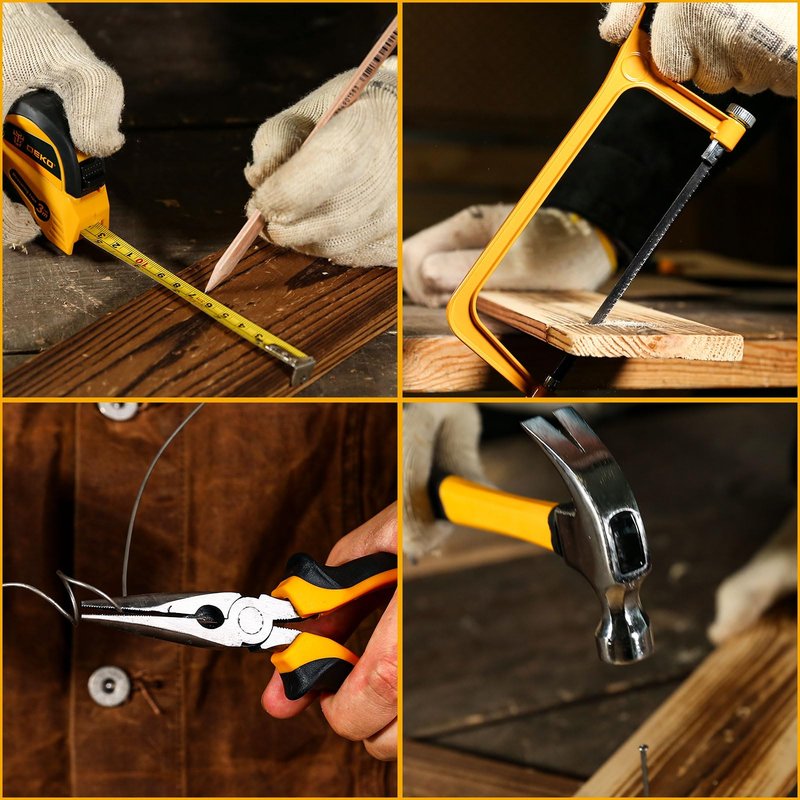 Tool Kit Box Drill Set:DEKOPRO Home Mechanic Toolbox with 12V Power Cordless Drill Hand Repair Tools Sets Combo Kits Storage Organizer Drawer Case for Men