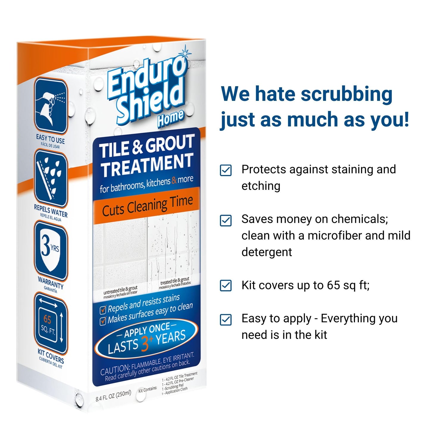 EnduroShield Tile & Grout Treatment Kit - Advanced Protection for Tile & Grout Surfaces - Repels Grime & Dirt Without Harsh Chemicals - 4.2 fl oz