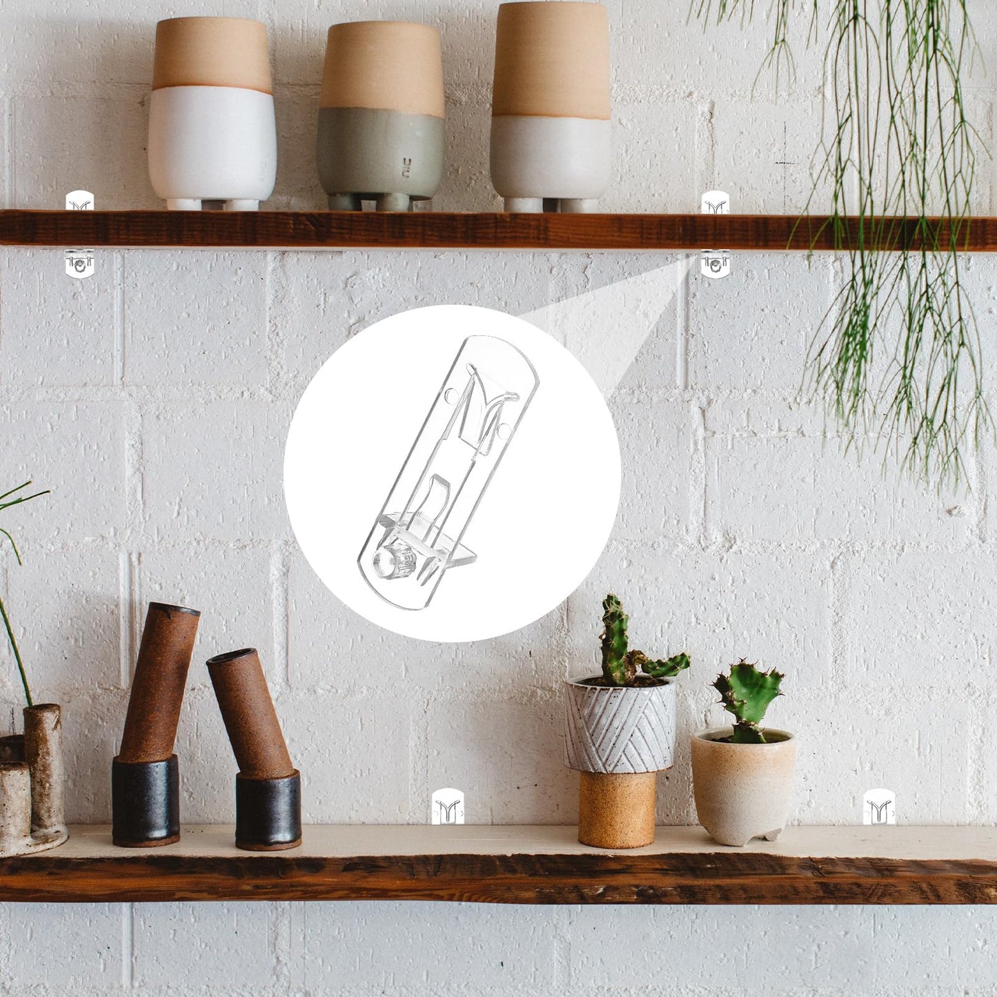 20PCS Plastic Locking Shelf Support Pegs, Transparent Shelf Pins, Self-Locking Cabinet Bracket Clips, Suitable for Kitchen Furniture Bookshelves, 6.9mm Peg x 3/4" Thick Shelve