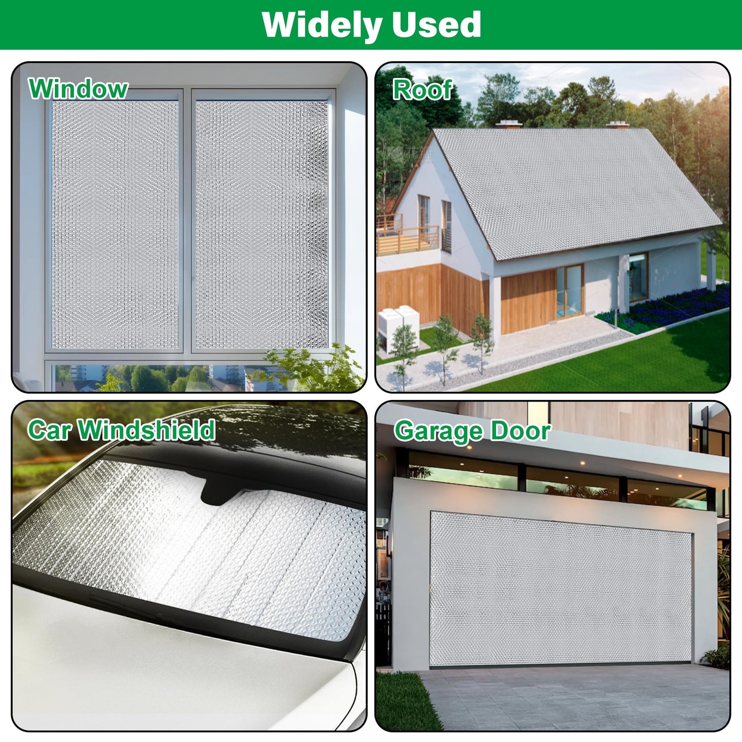 winemana Window Insulation Roll, 48IN x 10FT Reflective Heat Shield Bubble Film, Double-Sided Aluminum Foil Insulation, Weatherproof Garage Door Cover for Windows, RV, Basement, Winter & Summer