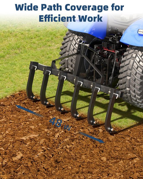 IHEX Chisel Plow Scarifie, Tractor Implements with 6 Scarifier Shank,3 Point Plow for CAT-0 & CAT-1