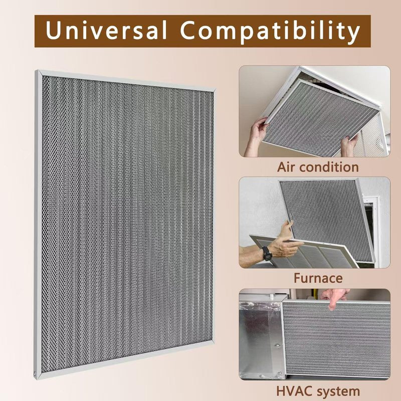 20x25x1 Air Filter, Reusable Air Filter - MERV 8, Washable Aluminum Permanent Electrostatic Filter - Long Service Life - For - Home and Office HVAC, Fireplace Systems (20x25x1)