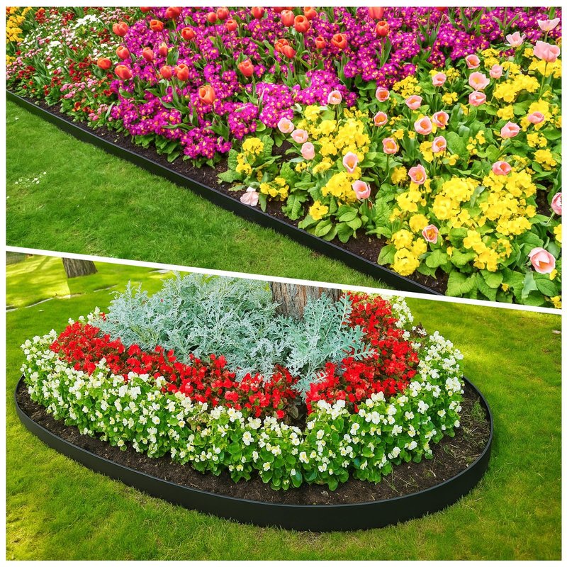 MIXC 100ft Landscape Edging Kit with 150 Spikes, Not Digging Flexible Plastic Edge Border for Landscaping, Lawn, Garden, Flower Beds, Yard, Paver, Playground, Pathway,3pack, 33ft Each,1.5in high