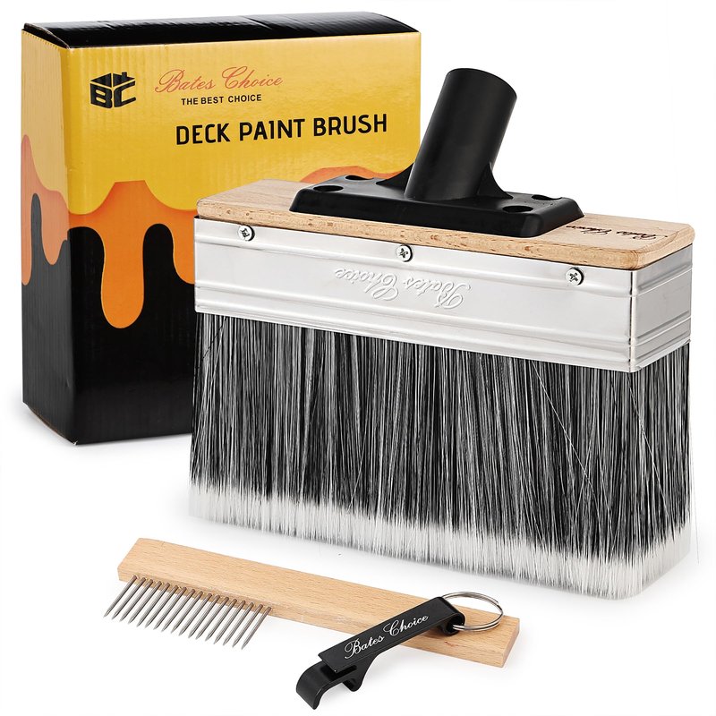 Bates- Deck Stain Brush Applicator, 7.5 Inch Wide Paint Brush with Threads