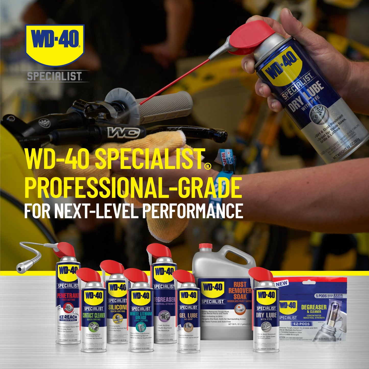WD-40 Specialist Dry Lube with Smart Straw, Lubricant for Corrosion Protection on Table Saws, Drills and Lathes, Industrial Strength Friction-Reducing Formula, 10 Oz.