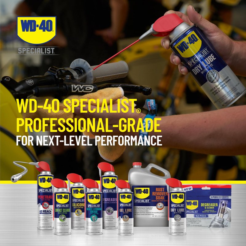 WD-40 Specialist Dry Lube with Smart Straw, Lubricant for Corrosion Protection on Table Saws, Drills and Lathes, Industrial Strength Friction-Reducing Formula, 10 Oz., Twin Pack