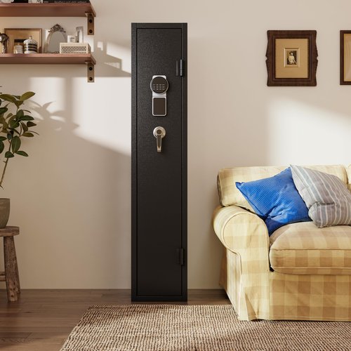 Xyvaly 2-3 Gun Safe for Rifles and Pistols with Digital Touch Keypad,Gun Cabinet with Built-in Removable Storage Shelf, Rilfe Safes for Shotguns with Gun Slot