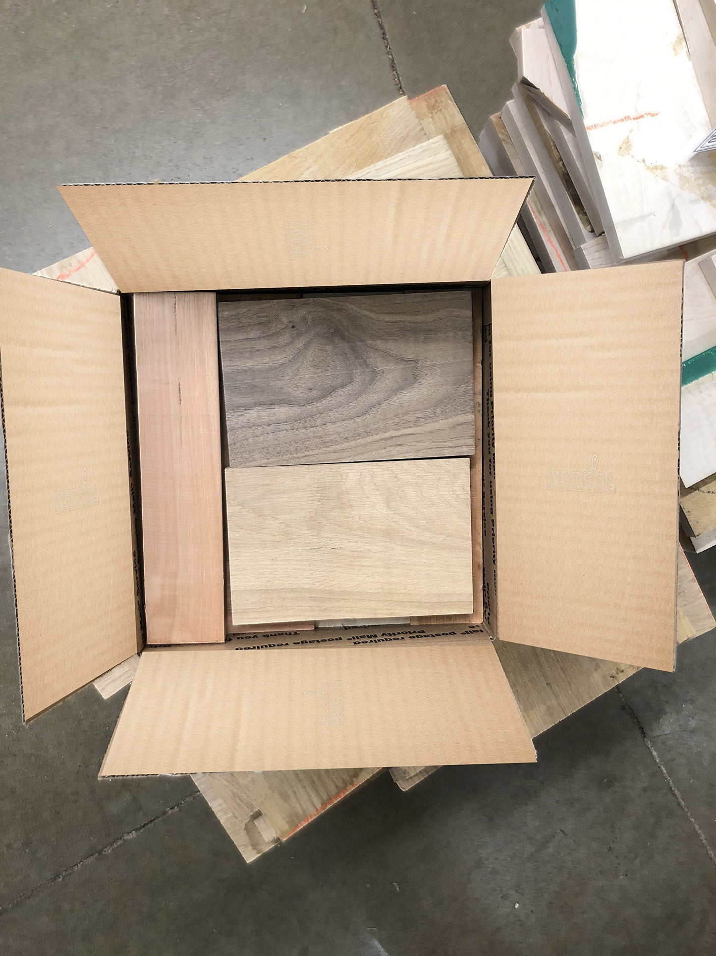 Hardwood Lumber Assortment - Mixed Species - Large Box of Hobby Wood - Perfect Boards - Clear Lumber. NO Scrap, Defects, Knots, and/or End Checks. Lumber Perfect for Odds and Ends.