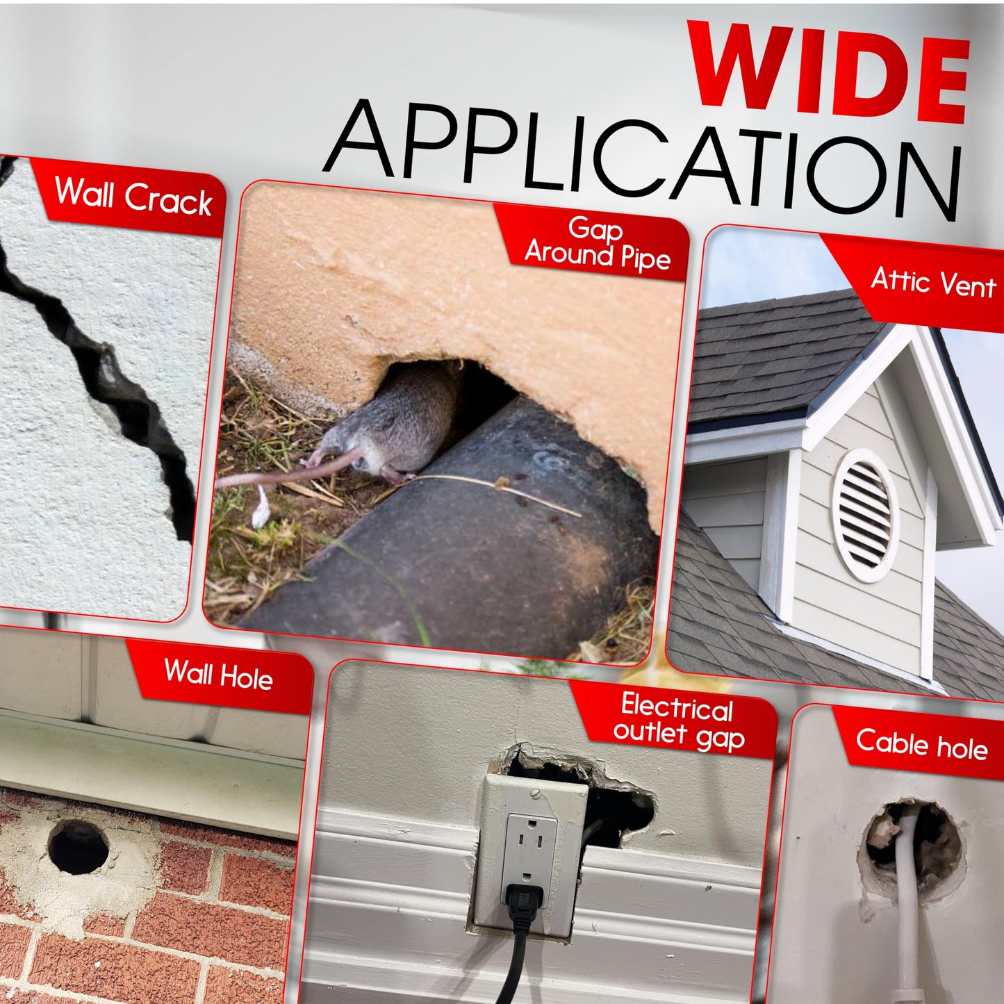 Rodent Barrier Kit, 3PCS Steel Wool Included PU Foam Hole Filler, 3.2"x7.5’ Steel Wool for Mice Control, Rodent Control Fill Fabric, Gloves, Scissors, Gap Blocker in Hole Pipeline Vent in House Garage