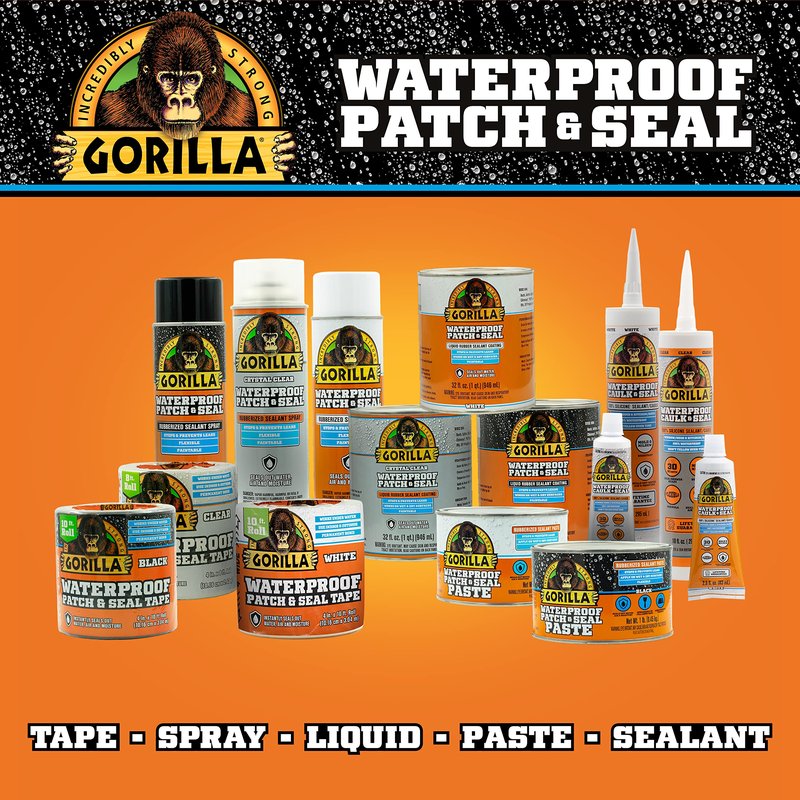 Gorilla Patch & Seal Liquid Rubber Waterproof Sealant, Black, 32 Ounce (Pack of 1) - Seals Out Water, Air, and Moisture