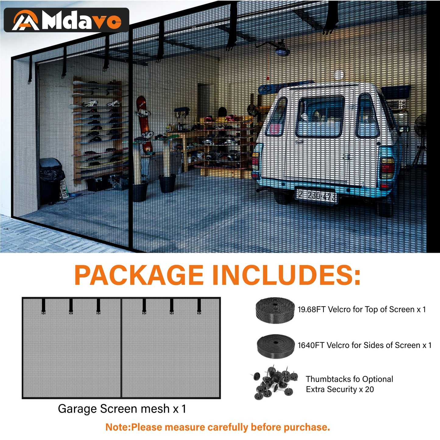 Garage Door Screen for 1 Car 8x7Ft - Magnetic Closure, Reinforced Fiberglass Mesh, Heavy Duty Weighted Bottom, Hands-Free Operation, Easy Assembly & Pass-Through