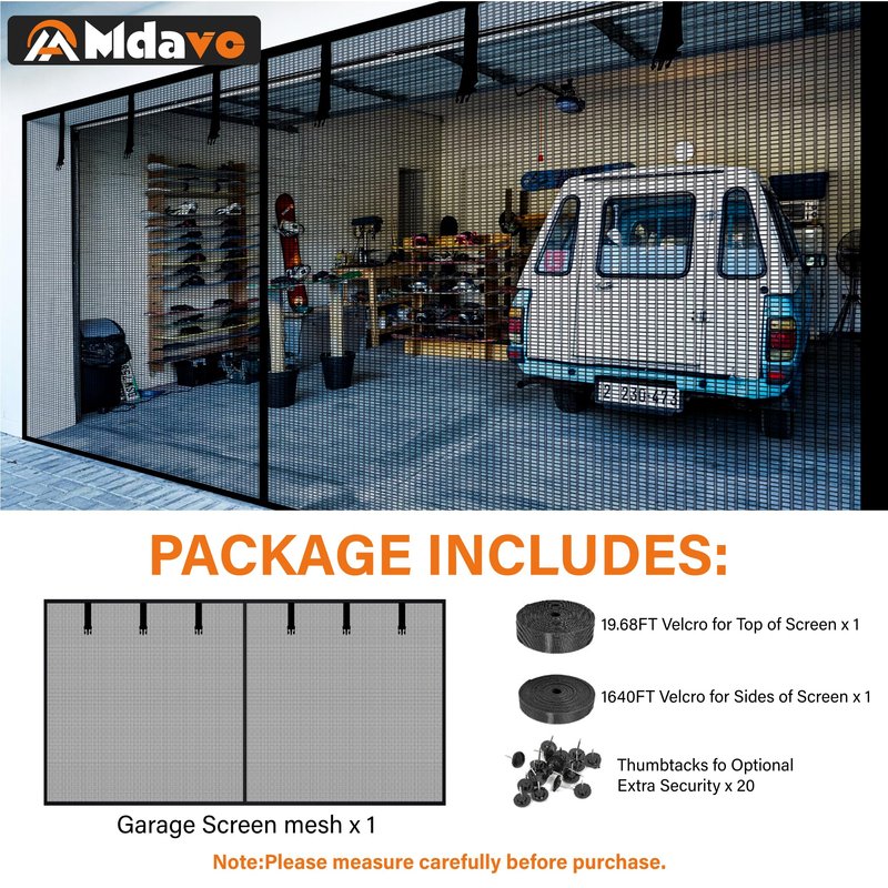 Garage Door Screen for 1 Car 8x7Ft - Magnetic Closure, Reinforced Fiberglass Mesh, Heavy Duty Weighted Bottom, Hands-Free Operation, Easy Assembly & Pass-Through