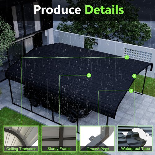 Royal Windsor Metal Carport 20×20 Car Port for 2 Car, Heavy Duty Carport Kit with Galvanized Steel Roof Building and Frame, Outdoor Metal Canopy Multi-Use Garage Shed