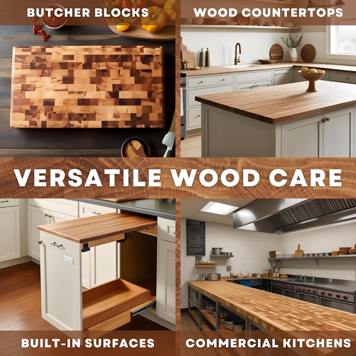 Rhino Wax Coconut Butcher Block Oil - 32oz Refill - Premium Natural Blend of Food Safe Oils (NO Mineral Oil) - Butcher Blocks, Wood Countertops, and Cutting Boards - Made in The USA