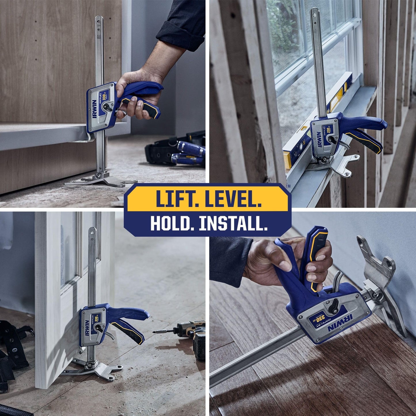 IRWIN Quick-Lift Construction Jack, Hand Lifting Jack Tool, Multifunctional, Lift up to 10" and Lift Capacity 330 lbs (IRHT83100)
