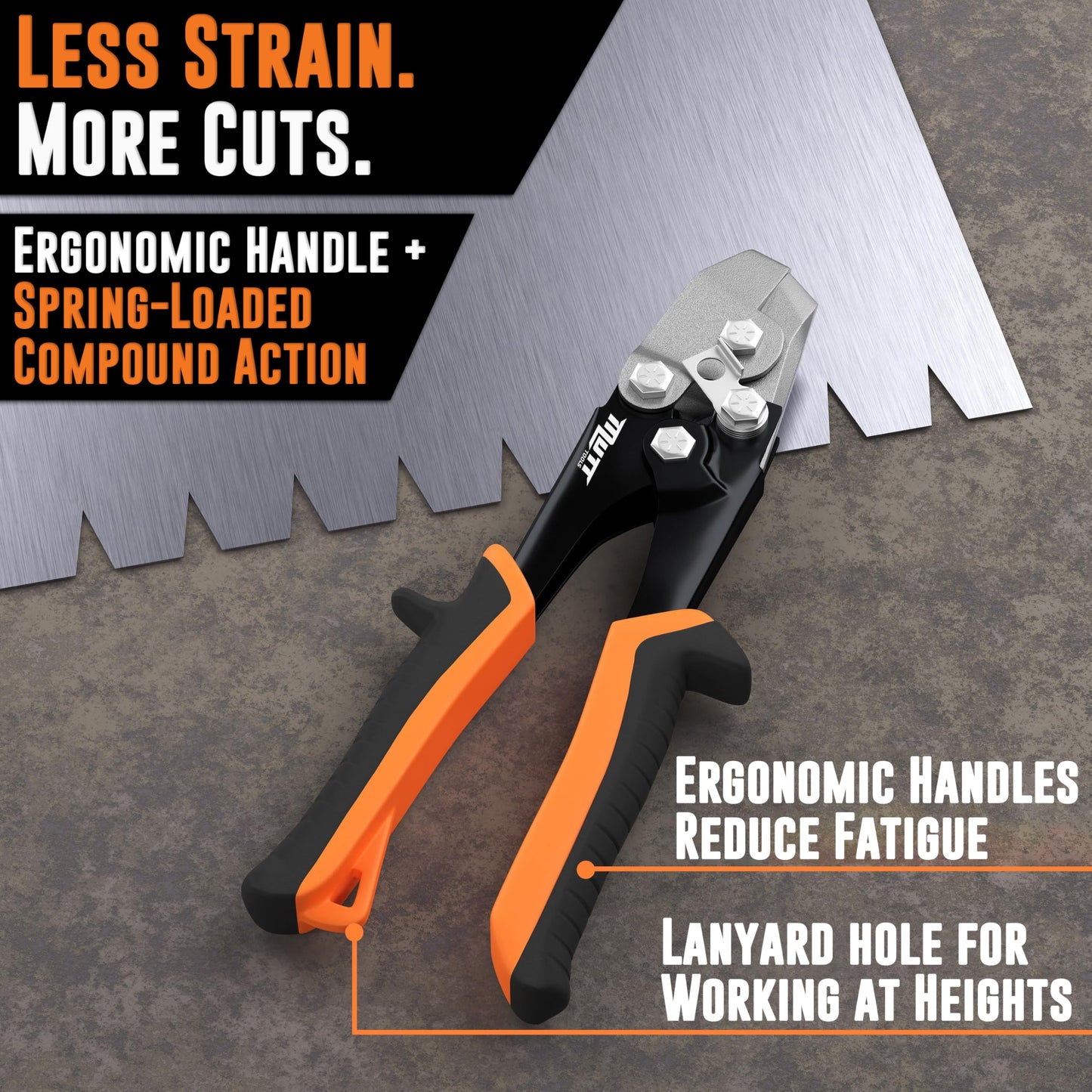 Mutt Tools 30° Sheet Metal Notcher for HVAC - Professional V Notcher with Spring-Loaded Design - Heavy-Duty Corner Cutter for Ductwork - Precision Steel Tool with Safety Lock