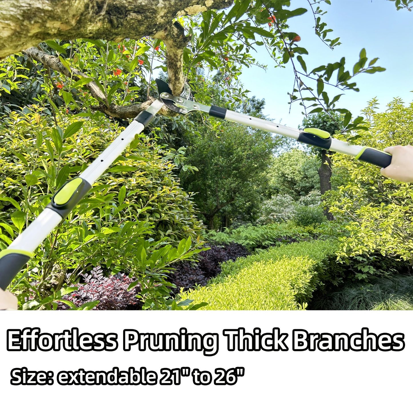 YRTSH Loppers for Tree Trimming Heavy Duty Branch Cutter with Compound Action, Effortless Tree Pruner Extendable 21-26" Loppers for Gardening, Long Handle Pruning Shears with 1.6" Clean Cut Capacity