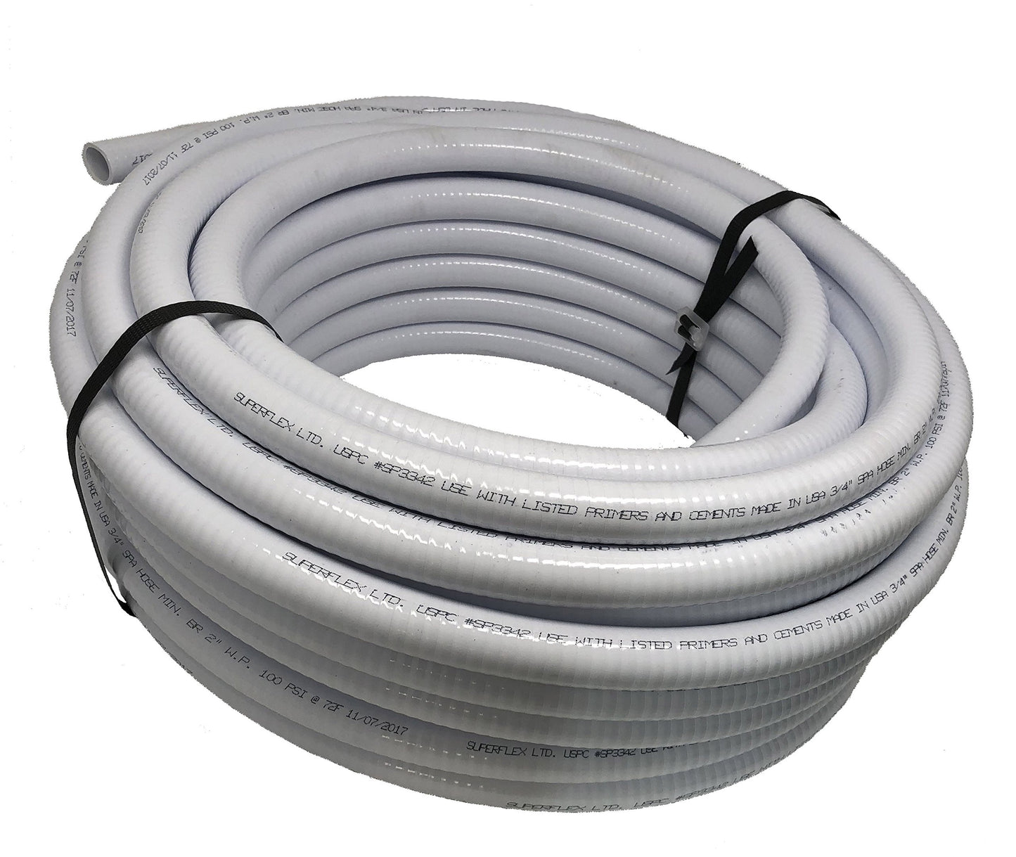 Sealproof 1.5" Dia Flexible PVC Pipe, Swimming Pool and Spa Hose, Pool Plumbing Schedule 40 Tubing, Made In USA, 1-1/2-Inch, 50 FT, White